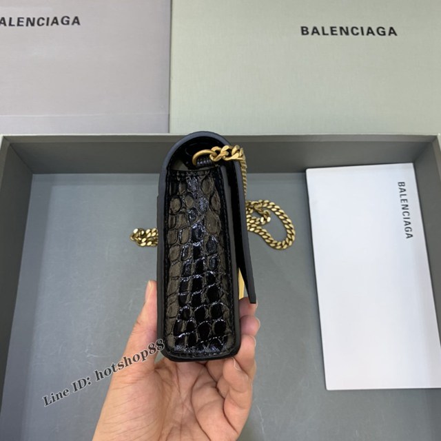 Balenciaga專櫃爆款鱷魚紋迷你女士肩背包 巴黎世家沙漏鏈條斜挎包 fyj1858